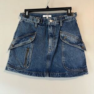 Re/Done Grunge Denim Skater Blue Mini Preppy Jean Streetwear Skirt - Size Small